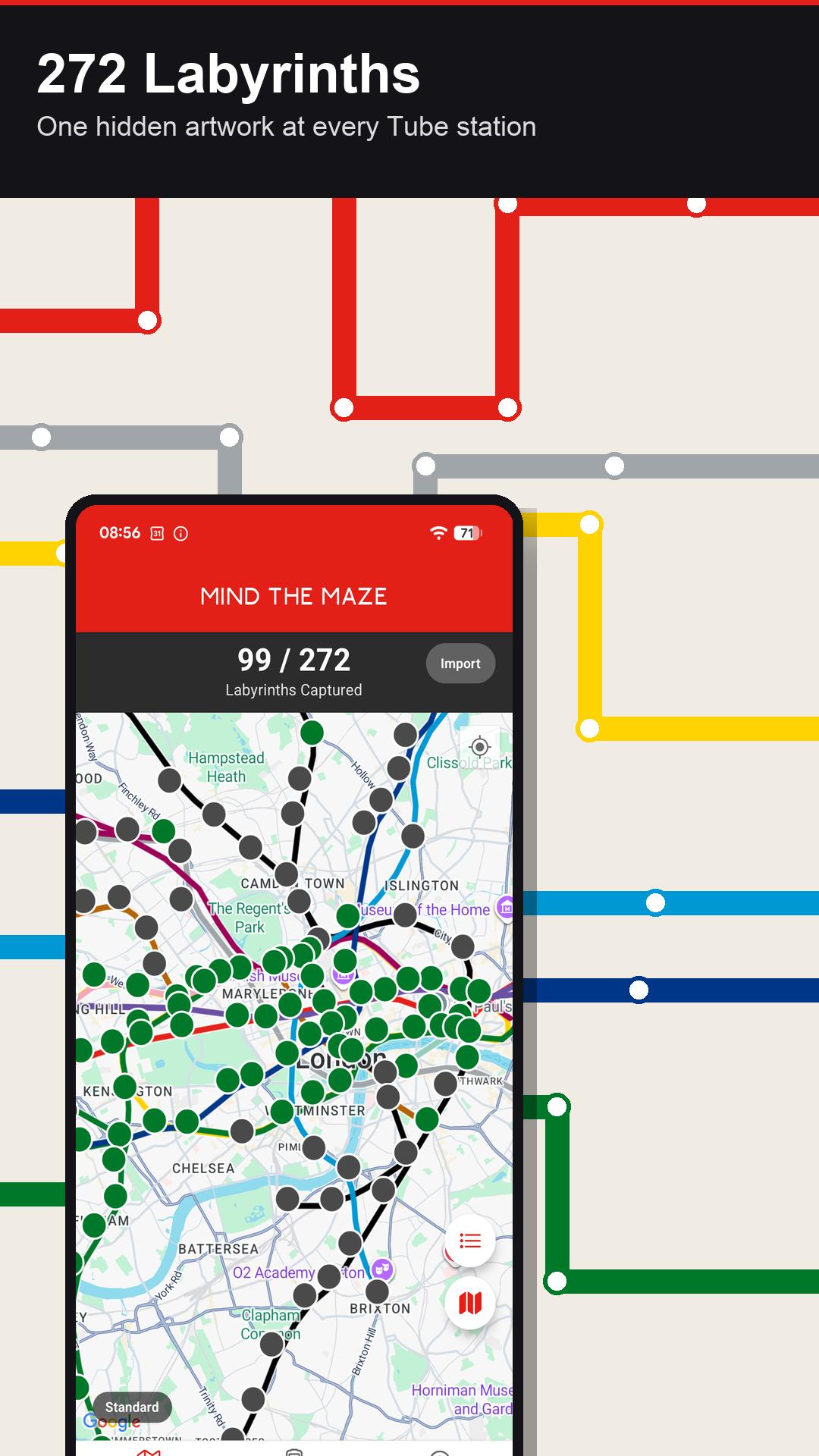 Track all 272 London Underground labyrinths