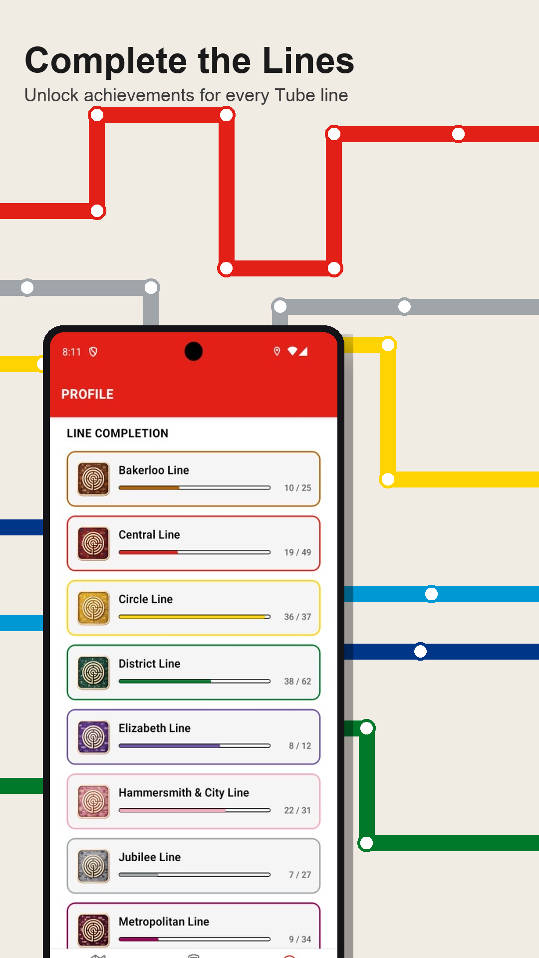 Complete the lines as you discover labyrinths